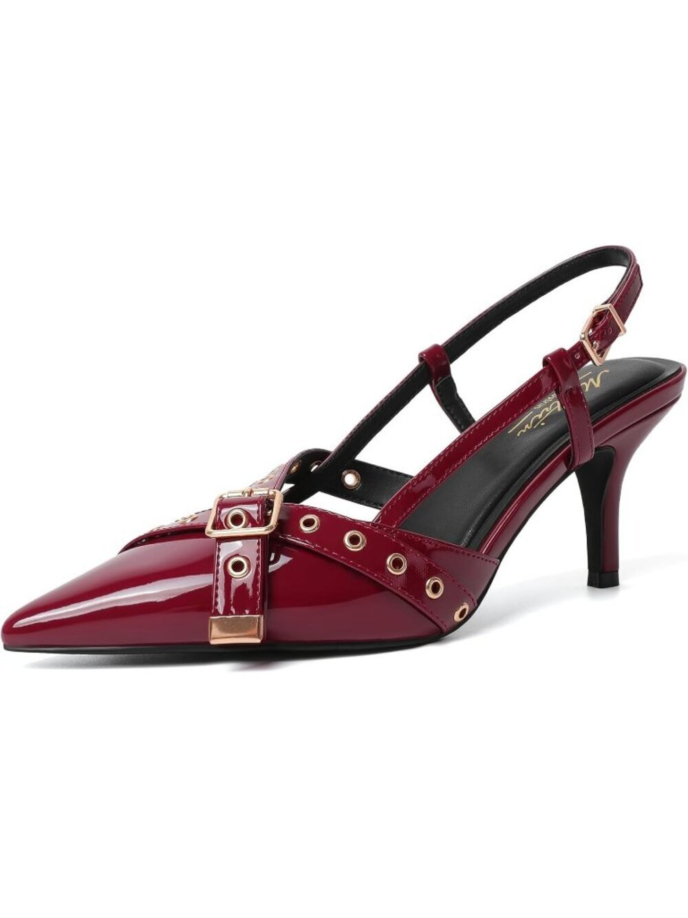 Women's Pointed Closed Toe Heels Burgundy Slip On Stiletto Dressy Pump Shoes